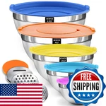 Bewos Mixing Bowls With Lids Set - 5 Pcs Stainless Steel 3 Gra. Fixed Price $40.33.