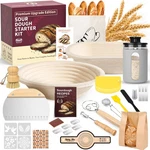 Deluxe Sourdough Starter Kit With Wood Pulp 9" Round & 10" Oval Bannetons Pers. Fixed Price $50.79.