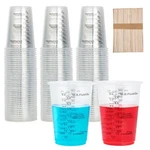 200 Pack Plastic Measuring Cups With Wooden Sticks For Mixing Disposable 8 Oz. Fixed Price $39.98.