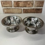 Vtg Stainless Steel Pedestal Bowls Set Of 2 Rope Edge Trim Serving Dishes. Fixed Price $18.99.