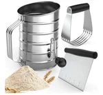 FJKG7 Flour Sifter Forbaking Rotary Hand Crank With Loop Agitator 3 Cup Sets. Fixed Price $25.00.