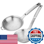 Fine Mesh Stainless Steel Food Strainer & Slotted Skimmer Set, 304. Fixed Price $34.34.