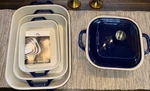 Staub Ceramic 5PC Baking Pans Set, Casserole Dish With Lid,brownie Dark Blue. Fixed Price $180.00.