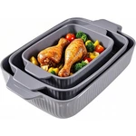 Ceramic Casserole Dishes Set Of 3 Rectangular Bakeware Gray 14.8 12.7 Yachi Oven. Fixed Price $59.99.