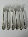 Stieff Sterling Silver Oyster Forks Forget Me Not Pattern Set Of 6 Repousse. Fixed Price $479.99.