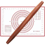 Muso Wood French Rolling Pin 15.75IN And Pastry Mat, Brown. Fixed Price $27.84.