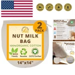 Xxl 14"X14" Nut Milk Bag - 100% Organic Unbleached Cotton Easy Clean M.... Fixed Price $12.99.