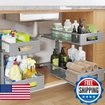 Under Sink ORGANIZER,2-TIER Dual Pull Out Cabinet Drawers With Smooth. Fixed Price $79.40.