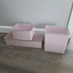 Set Of Mdesign Plastic Stackable Storage Box Hinged Clear Lid Pink Containers. Fixed Price $10.00.