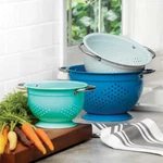 Miu, 3-PC Assorted Sizes Steel Colander Set (choose Color). Fixed Price $44.00.