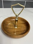 Vintage Oregon Myrtlewood Candy Dish/tidbit Tray With Brass Finished Handle 6". Fixed Price $19.92.