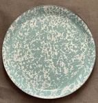 Golden Rabbit Enamelware 15.5 Large Round Serving Tray Glass Swirl Seafoam. Fixed Price $30.00.