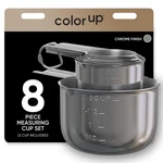 Color Measuring Cup Set, 8 Piece, Copper And Chrome Finish, Stainless. Fixed Price $41.80.