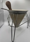 Beaconware Aluminum, Sieve, Metal Colander, Wooden Dowel #H115. Fixed Price $30.00.