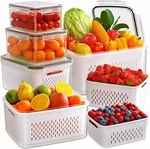 6 Pcs Fruit Storage Containers For Fridge With Removable Colanders, Plastic. Fixed Price $59.99.