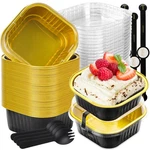 Lokqing 60PK Mini Pans W/ Lids, Foil Square Aluminum Cupcake Liners 10OZ. Fixed Price $43.64.