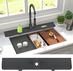 Derlights 30 Inch Sink Splash Guard Mat,silicone Faucet Handle Drip Catcher Tray. Fixed Price $20.95.