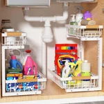 Liuoud Under Sink Organizer 2 Pack, Tier Slide Out Large Capacity White. Fixed Price $54.40.