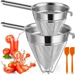 Nuogo 2 Set Stainless Steel Chinois Strainer Fine Mesh Metal Food Bouillon Si.... Fixed Price $108.27.
