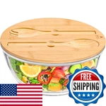 Gehe Glass Salad Bowl With Sealing Lid, 10.6INCH Large Trifle Fruit. Fixed Price $62.76.