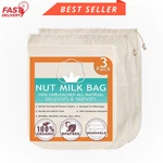 Organic Nut Milk Bag Set - 3 Pack Fine Mesh Strainers For Juicing & Sprouting. Fixed Price $12.69.