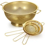 Norme 7 Qt Gold Stainless Steel Colander & 3 Fine Mesh Strainers Set. Fixed Price $55.48.