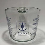 Vintage Anchor Hocking Blue Lettering 4-CUP Glass Measuring 32 Oz- 1 Quart. Fixed Price $10.99.