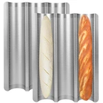 Barlket Baguette Bread Pan Set Of 2, Silver Tray Perforated, Nonstick. Fixed Price $49.87.