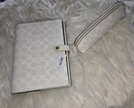 Coach White Organizer And Pencil Case Set For Women, Canvas, Mpn C8149. Fixed Price $165.00.