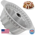 Kenond 2PC 9.5" Silicone Fluted Cake Pans Non-stick Bake Mold W/ Sturdy Handles. Fixed Price $32.98.