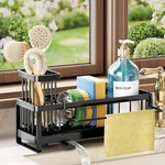 Swtymiki Sponge Holder For Kitchen Sink - Caddy With Brush Medium, Black. Fixed Price $23.72.