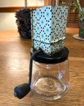 Vtg Androck #49 Manual Nut Chopper Atomic Starburst Glass&metal Wood Hand Crank. Fixed Price $15.00.
