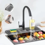 Poyang 17.7 Inch Faucet Mat For Kitchen Sink Splash Guard, Slope Silicon. Fixed Price $25.04.