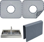 3PCS Grey Kitchen Sink Mats And Saddle SET,13.38 X 11.4INCH Non-slip Heat. Fixed Price $25.31.