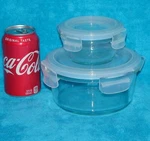 Lot Of 2- Oxo Snap 4 CUP+1 Clear Container Glass Bowls+locking Lids. Fixed Price $14.99.