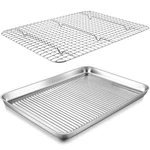 P&p Chef Stainless Steel Baking Oven Pan With Wire Rack - 17.5"X13". Fixed Price $57.22.