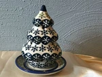 Polmedia Pottery 8" Stoneware Tea Light Christmas Tree Boleslawiec Poland Plate. Fixed Price $65.95.