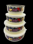 Cornucopia Enamel On Steel Piece Covered Nesting Bowl Set With Lids NO.1493. Fixed Price $17.09.