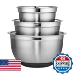 Chicago Metallic Stainless Steel Soft Base Nesting Mixing Bowl Set, 3-PIECE. Fixed Price $66.88.