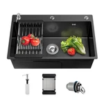 Artline 16 Gauge Black Kitchen Sink, 3 Hole Stainless Steel Dro.... Fixed Price $123.96.