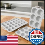 Vnray 3PCS Silicone Muffin Pan 6 12 24 Non Stick Jumbo Cupcake With Hand. Fixed Price $46.05.