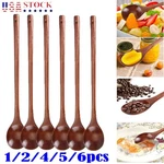 13" Wooden Kitchen Spices Natural Long Handle Eating Spoons Us. Fixed Price $7.90.