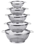 5 Pack 18/8 Stainless Steel Colander Sieves, Multi Size Mesh Strainer Net Bas.... Fixed Price $30.50.