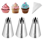 Kasmoire 3PCS 1M Piping Tips,stainless Steel Star For Large, Silver. Fixed Price $12.34.