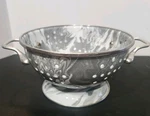 Pottery Barn Golden Rabbit Gray Swirl Small Colander Enamelware 1 Quart Strainer. Fixed Price $12.75.