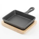 Campton 5" Rectangle Cast Iron Frying Pan Skillet With Wooden Base By Gibson. Fixed Price $19.99.