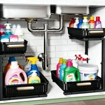 Arstpeoe Under Sink Organizer 2 Packs Multi-purpose Pull-out Pack, Black. Fixed Price $37.35.