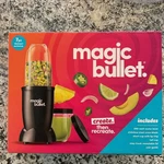 Magic Bullet Blender Stainless Steel Blade & Tall Cup Black Base 7 Pieces. Fixed Price $28.00.