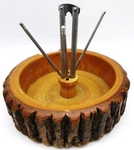 Vintage Nut Cracker Set Wooden Log Bark Bowl With & Pick 2.25X7.35. Fixed Price $21.99.