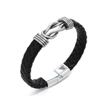Retro Men's Magnetic Buckle Faux Leather Fabric Stainless Steel Braided Bracelet. Fixed Price $10.99.